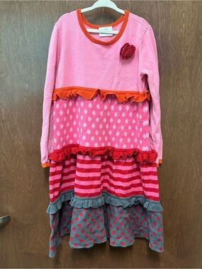 Hanna Andersson Tiered Ruffle Sweater Dress size 120 (6/7) girls